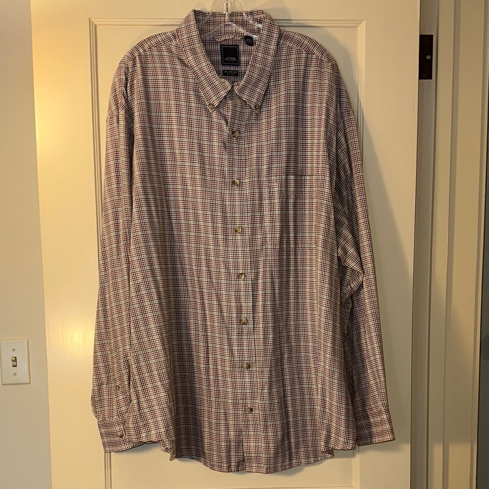 Arrow Men's 3XL Red and Black Checkered Button-Down Shirt
